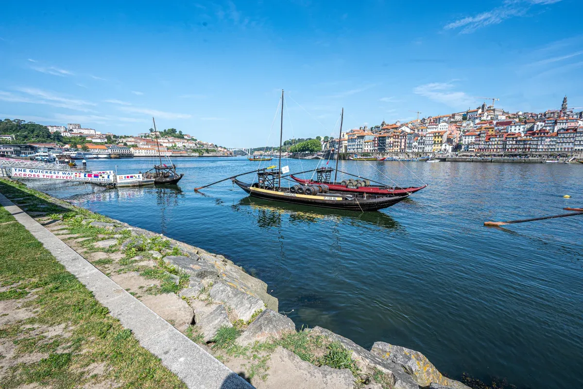 Rabelo boats on the Douro at Vila Nova de Gaia opposite Porto, where the port wine lodges stand