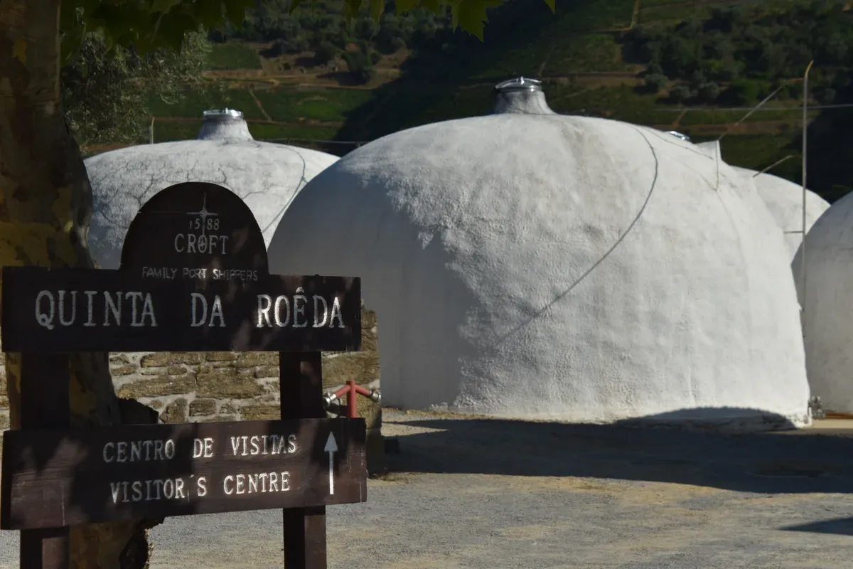 Quinta da Roêda visitor centre sign on a premium Douro Valley wine tour from Porto